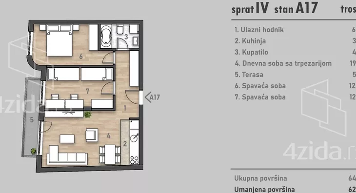 Trosoban stan | 4zida