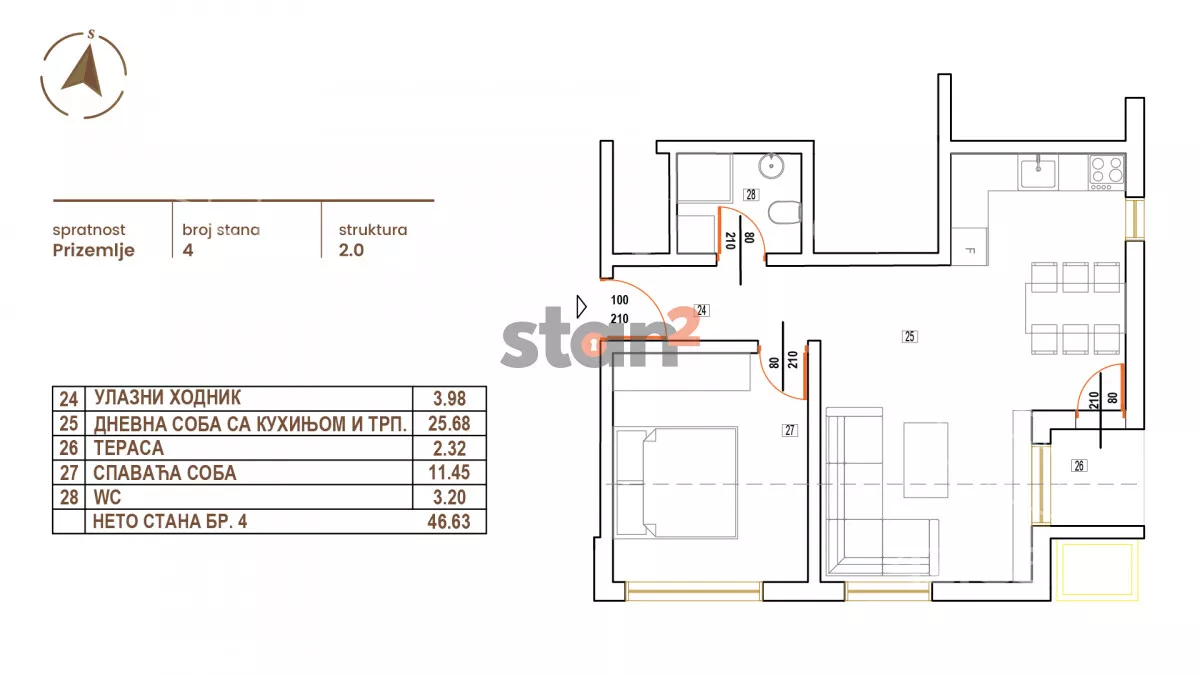 Jednoiposoban stan | 4zida