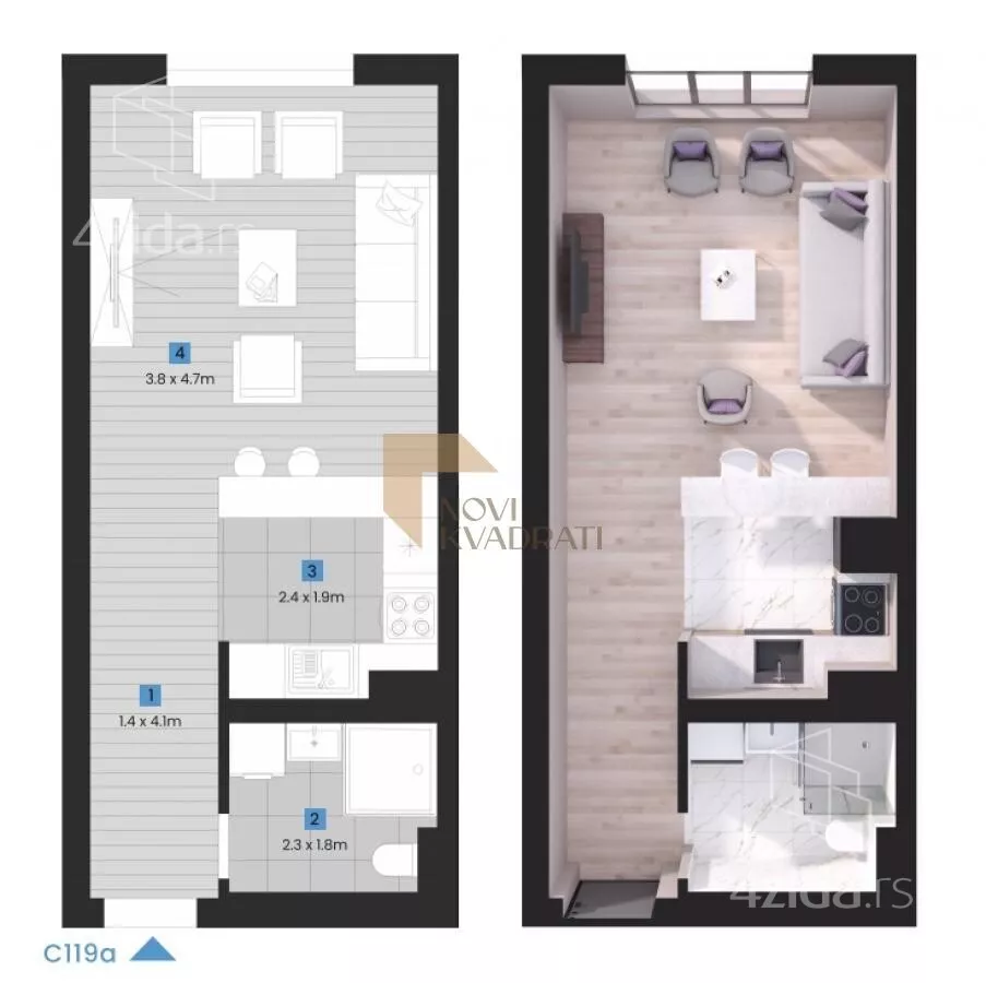 Jednosoban stan | 4zida