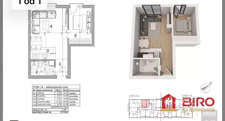 Jednoiposoban stan | 4zida