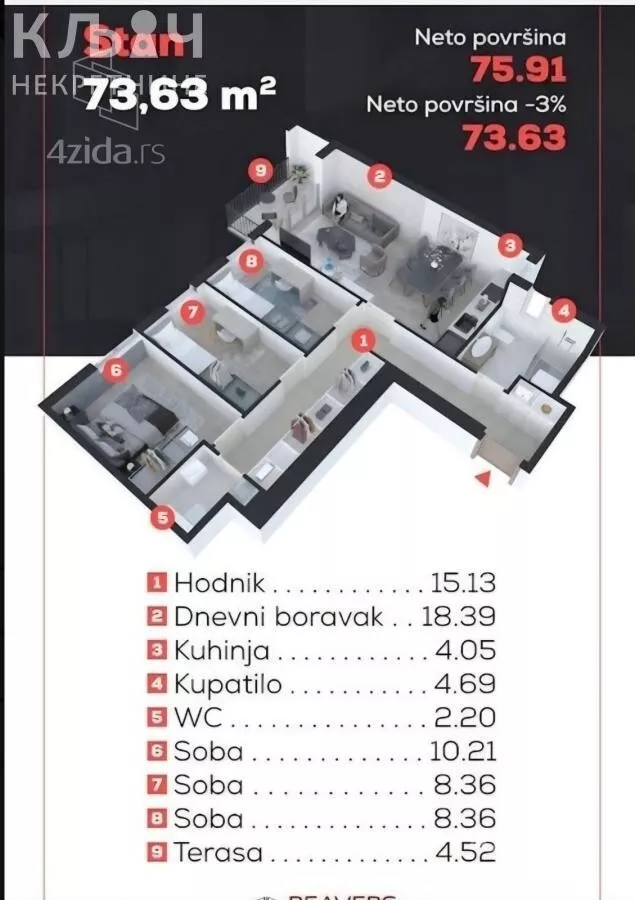Troiposoban stan | 4zida
