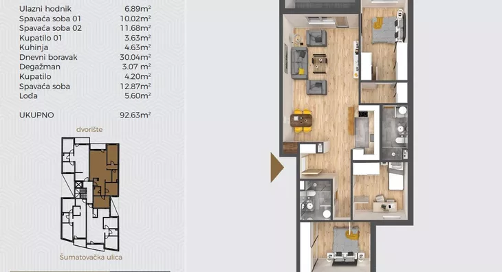 Troiposoban stan | 4zida