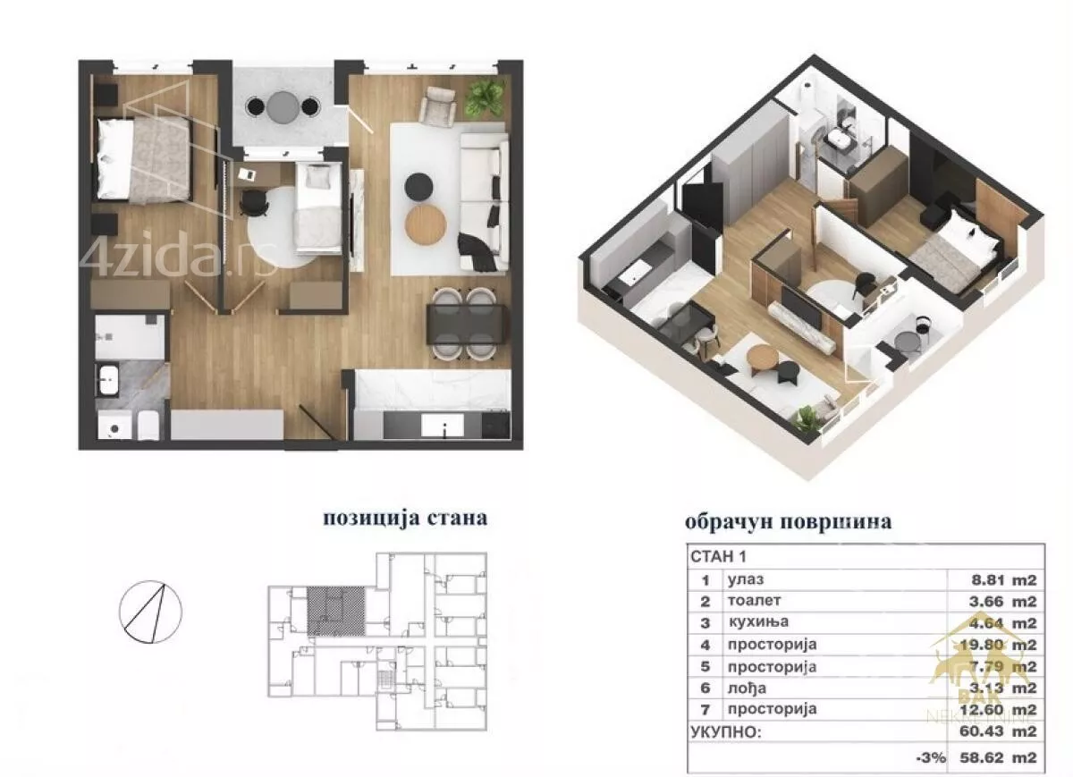 Trosoban stan | 4zida