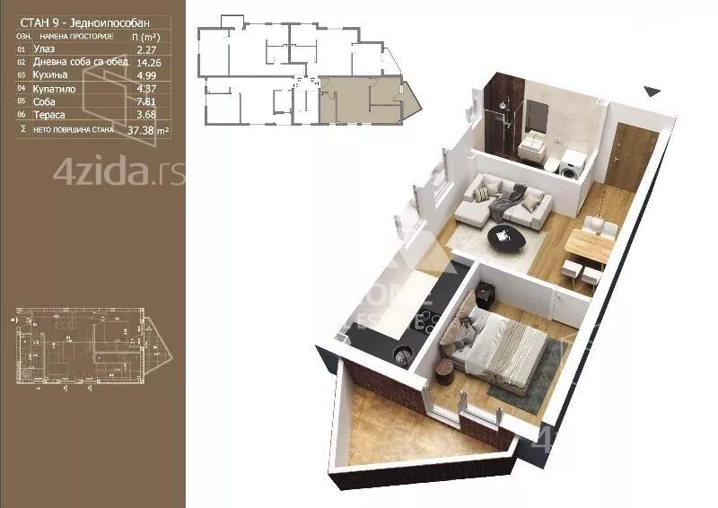 Jednoiposoban stan | 4zida