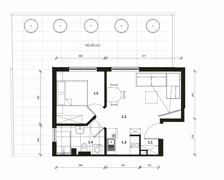 Jednoiposoban stan | 4zida