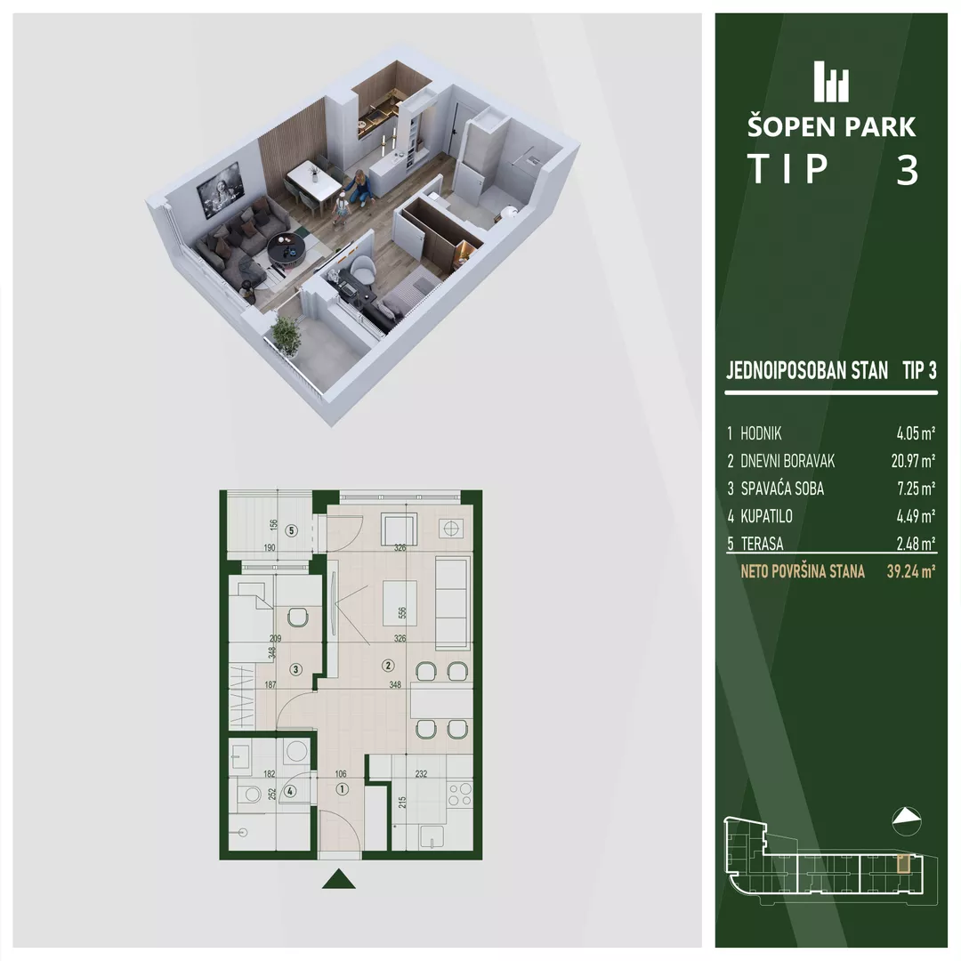 Jednoiposoban stan | 4zida