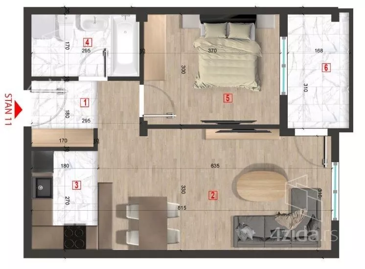 Jednoiposoban stan | 4zida