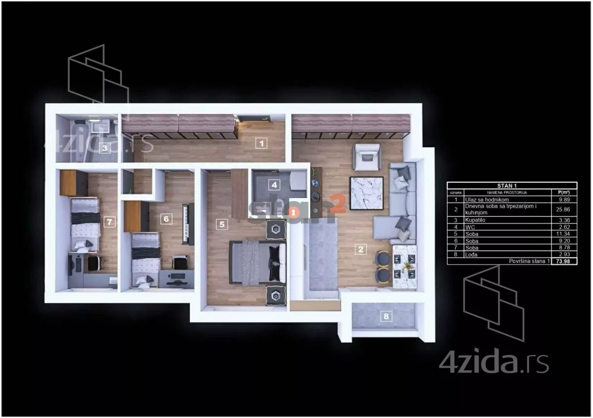 Troiposoban stan | 4zida