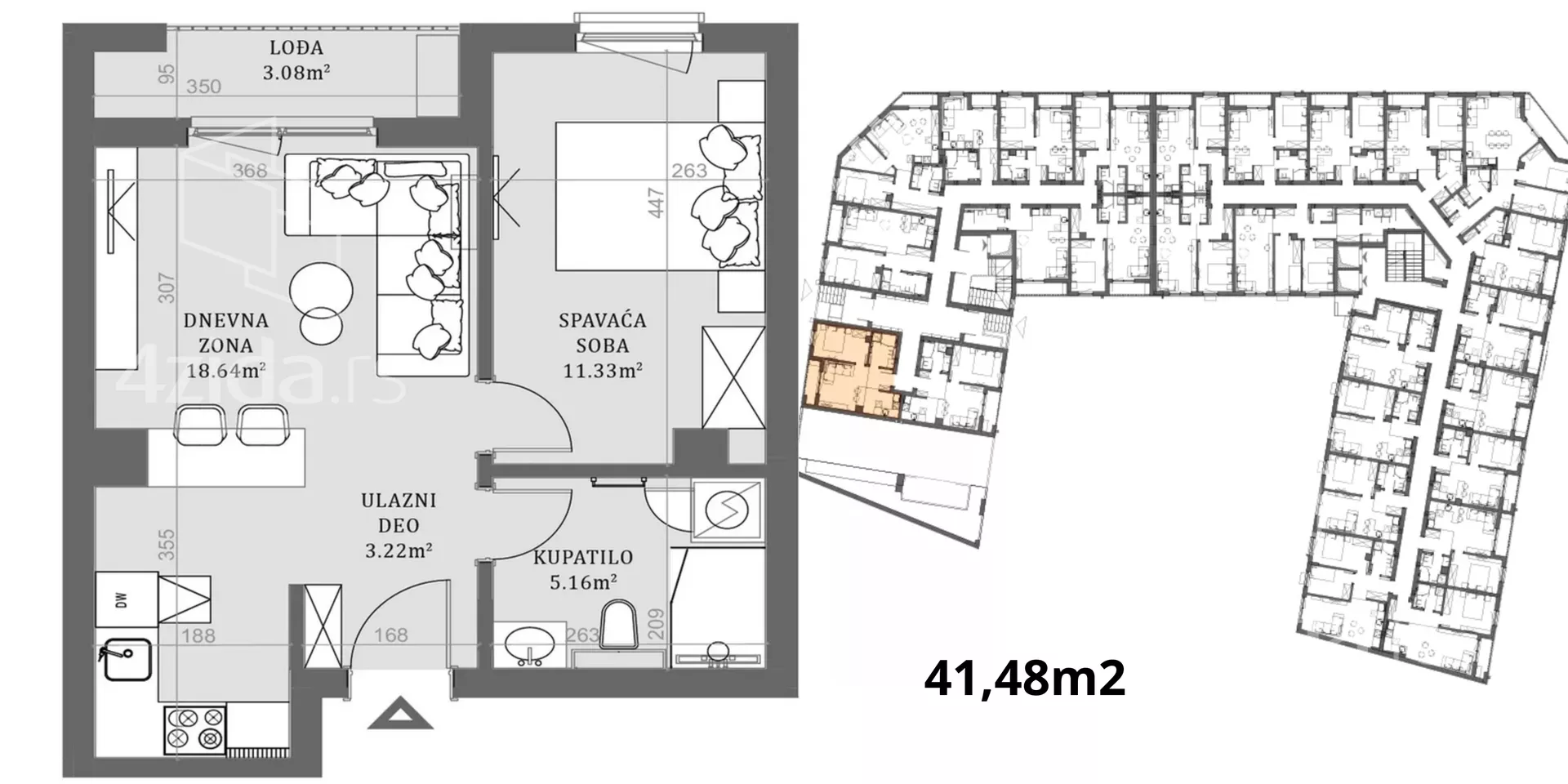 Jednoiposoban stan | 4zida