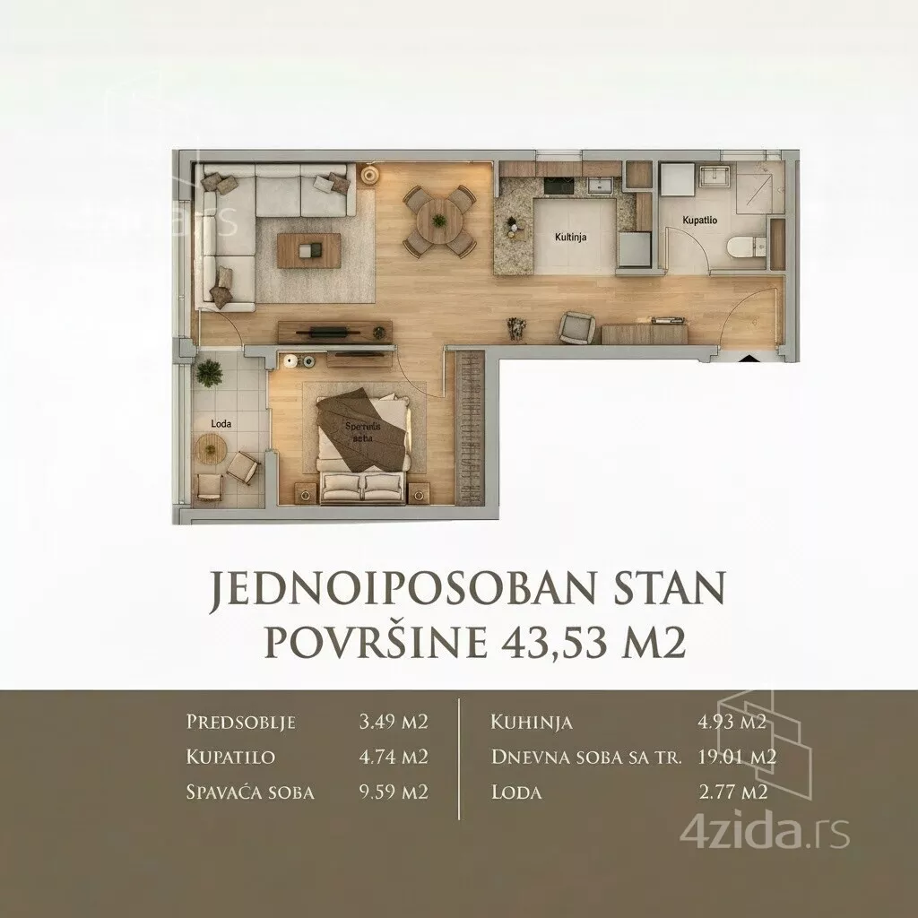 Jednoiposoban stan | 4zida