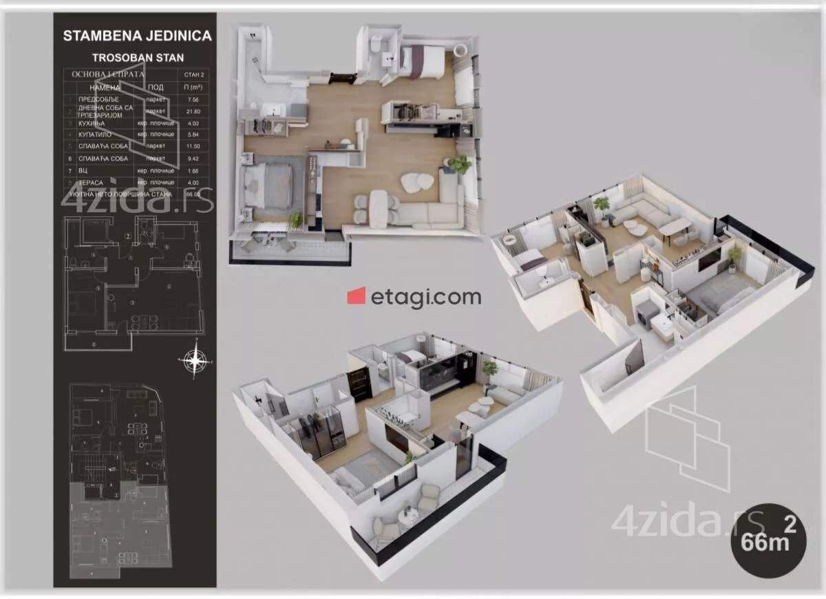 Trosoban stan | 4zida