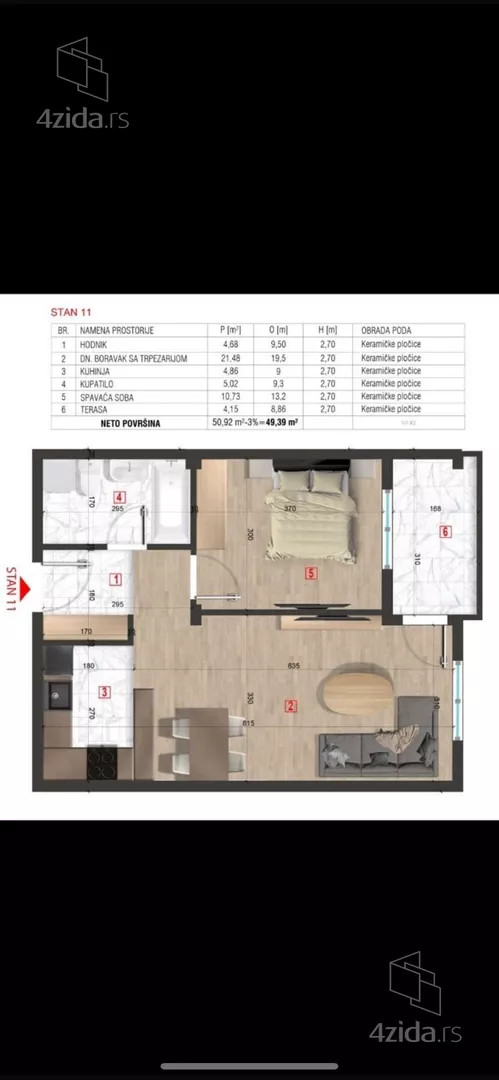 Jednoiposoban stan | 4zida