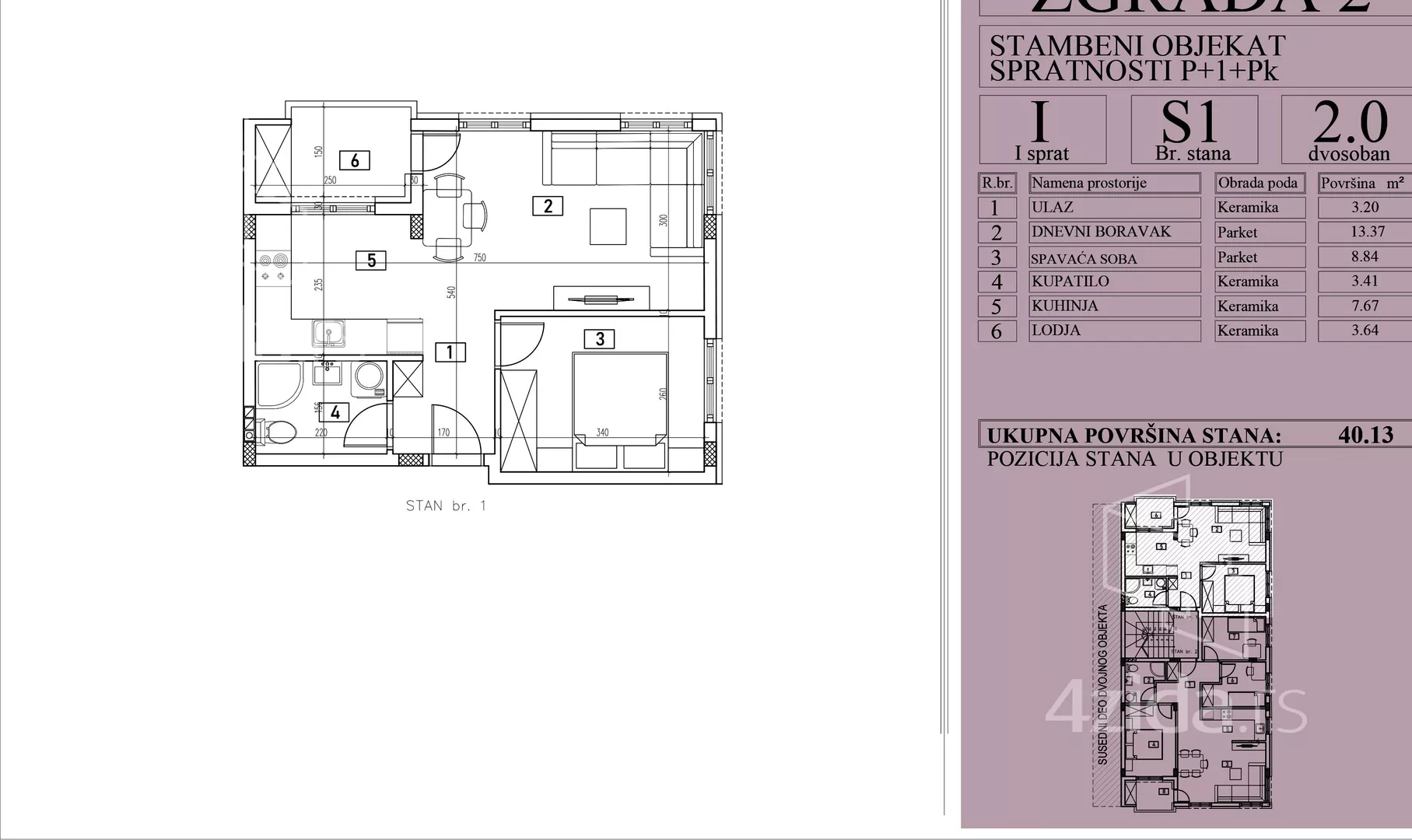 Jednoiposoban stan | 4zida