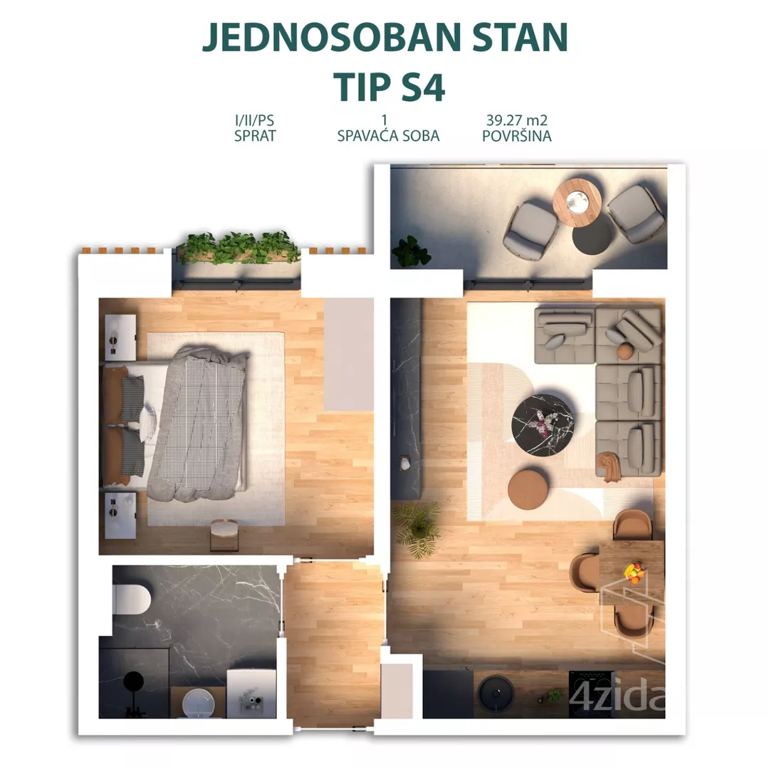Jednoiposoban stan | 4zida