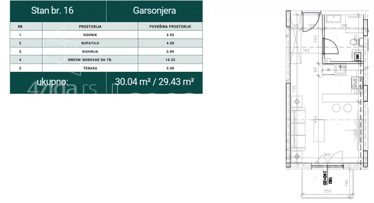 Garsonjera | 4zida