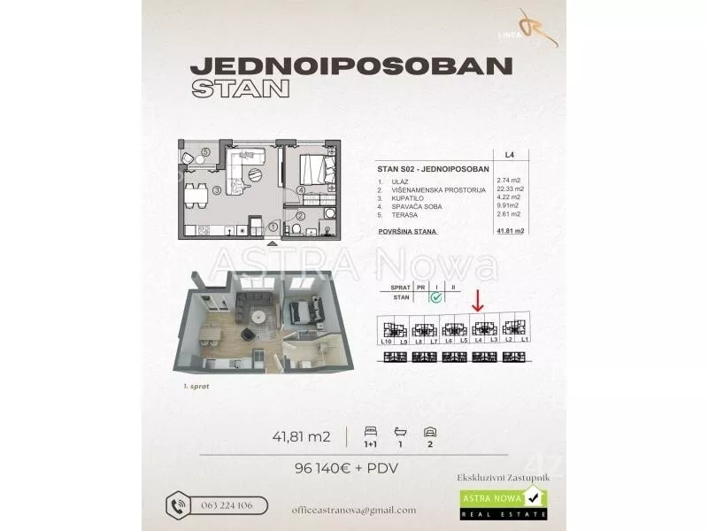 Jednoiposoban stan | 4zida