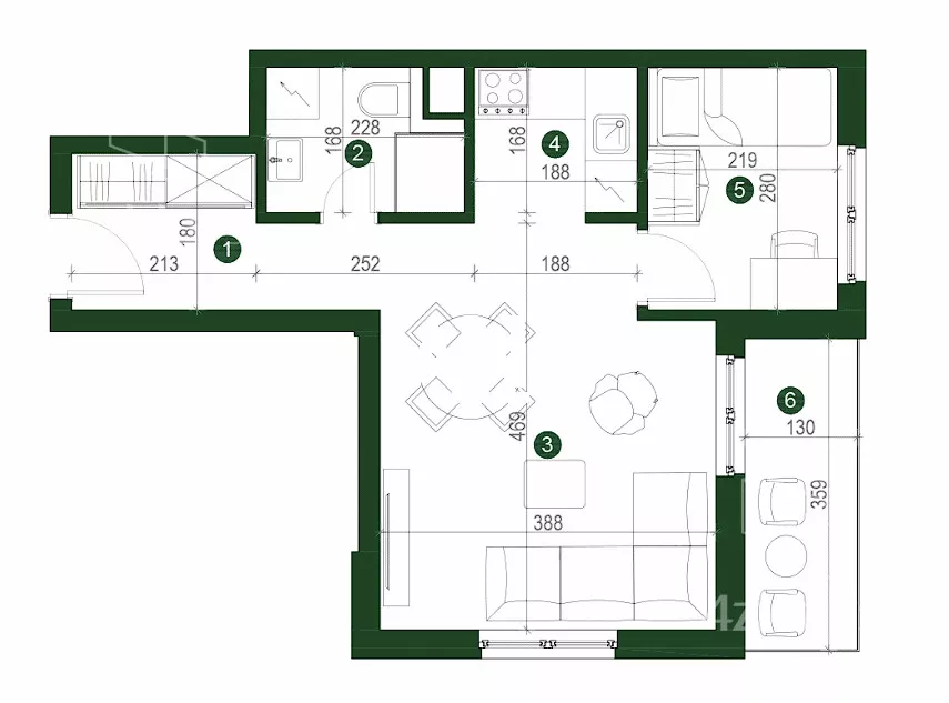 Jednoiposoban stan | 4zida