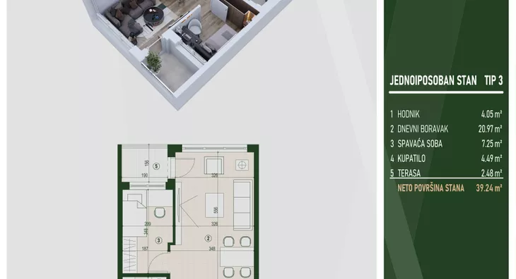 Jednoiposoban stan | 4zida