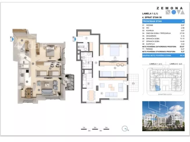 Trosoban stan | 4zida