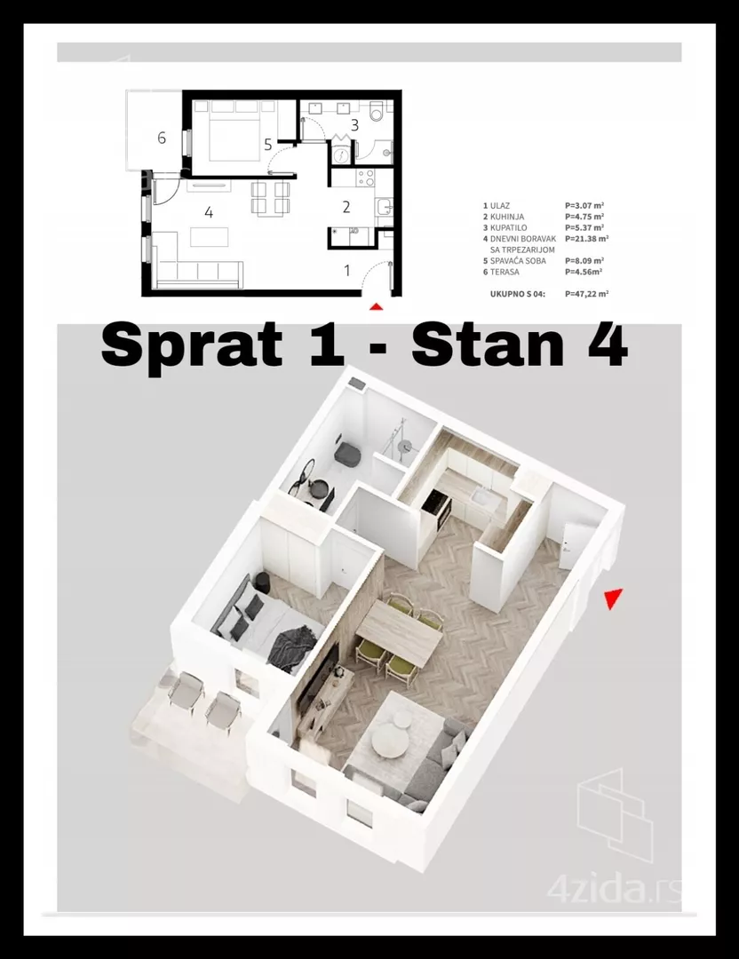 Jednoiposoban stan | 4zida