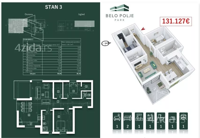 Trosoban stan | 4zida