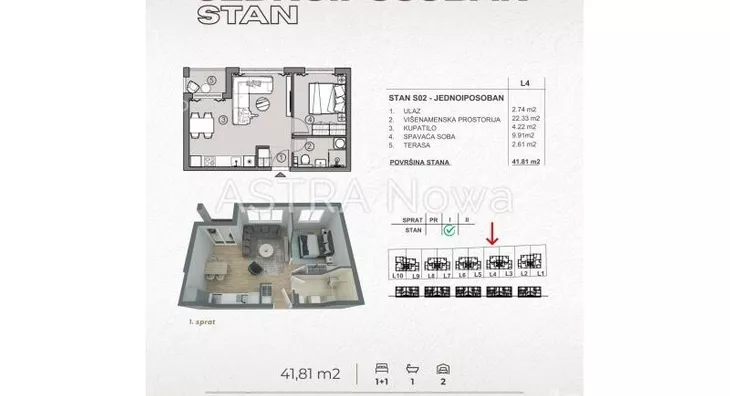 Jednoiposoban stan | 4zida