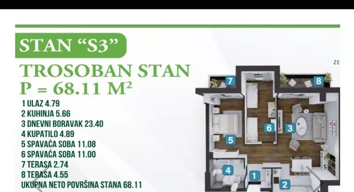 Trosoban stan | 4zida