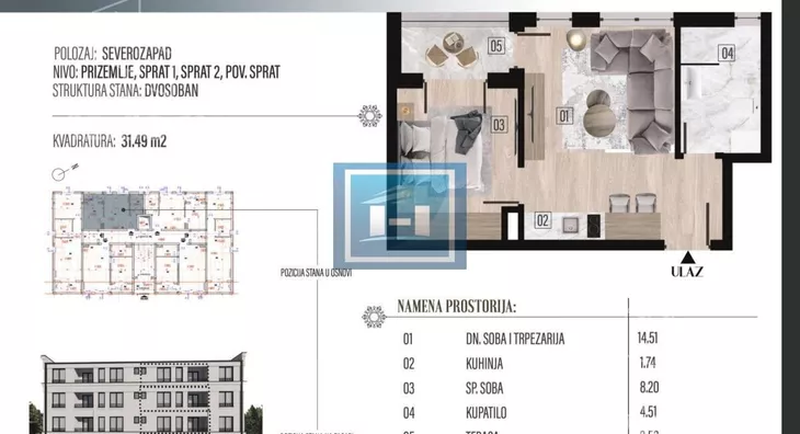 Jednosoban stan | 4zida