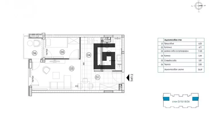 Jednoiposoban stan | 4zida