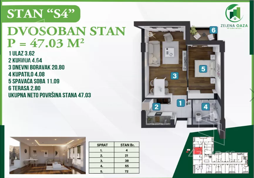 Jednoiposoban stan | 4zida