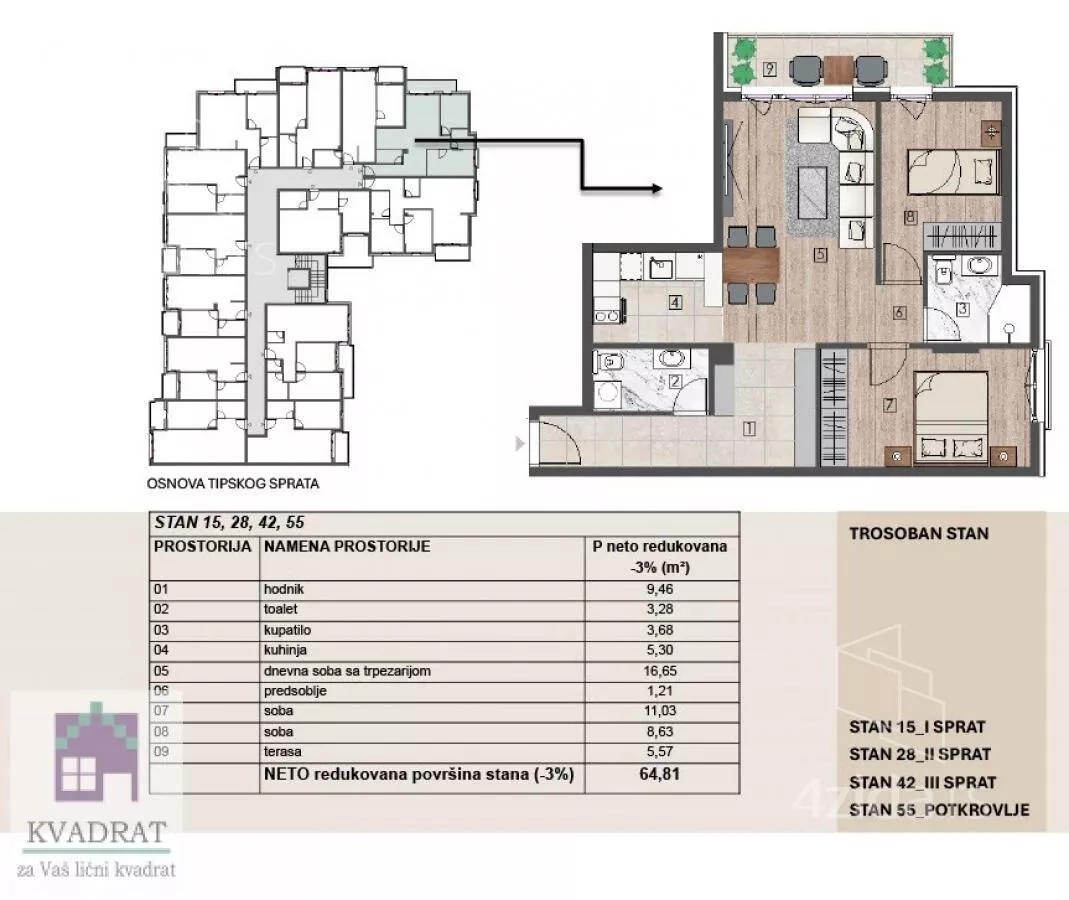 Trosoban stan | 4zida