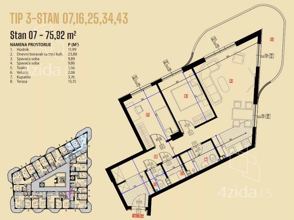 Trosoban stan | 4zida