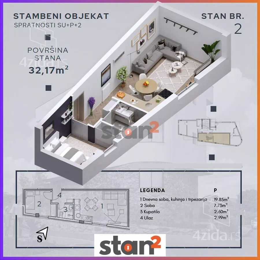 Jednoiposoban stan | 4zida