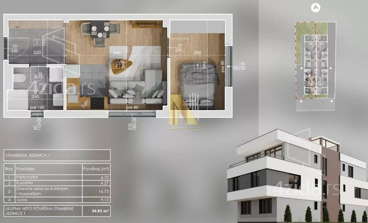 Jednoiposoban stan | 4zida