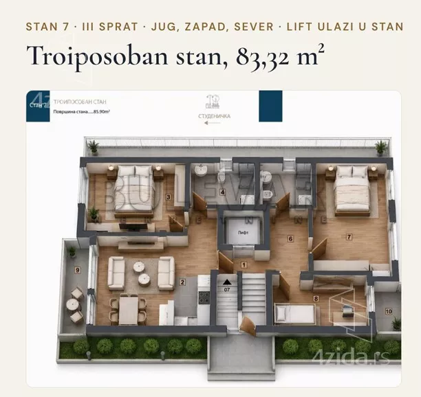 Troiposoban stan | 4zida