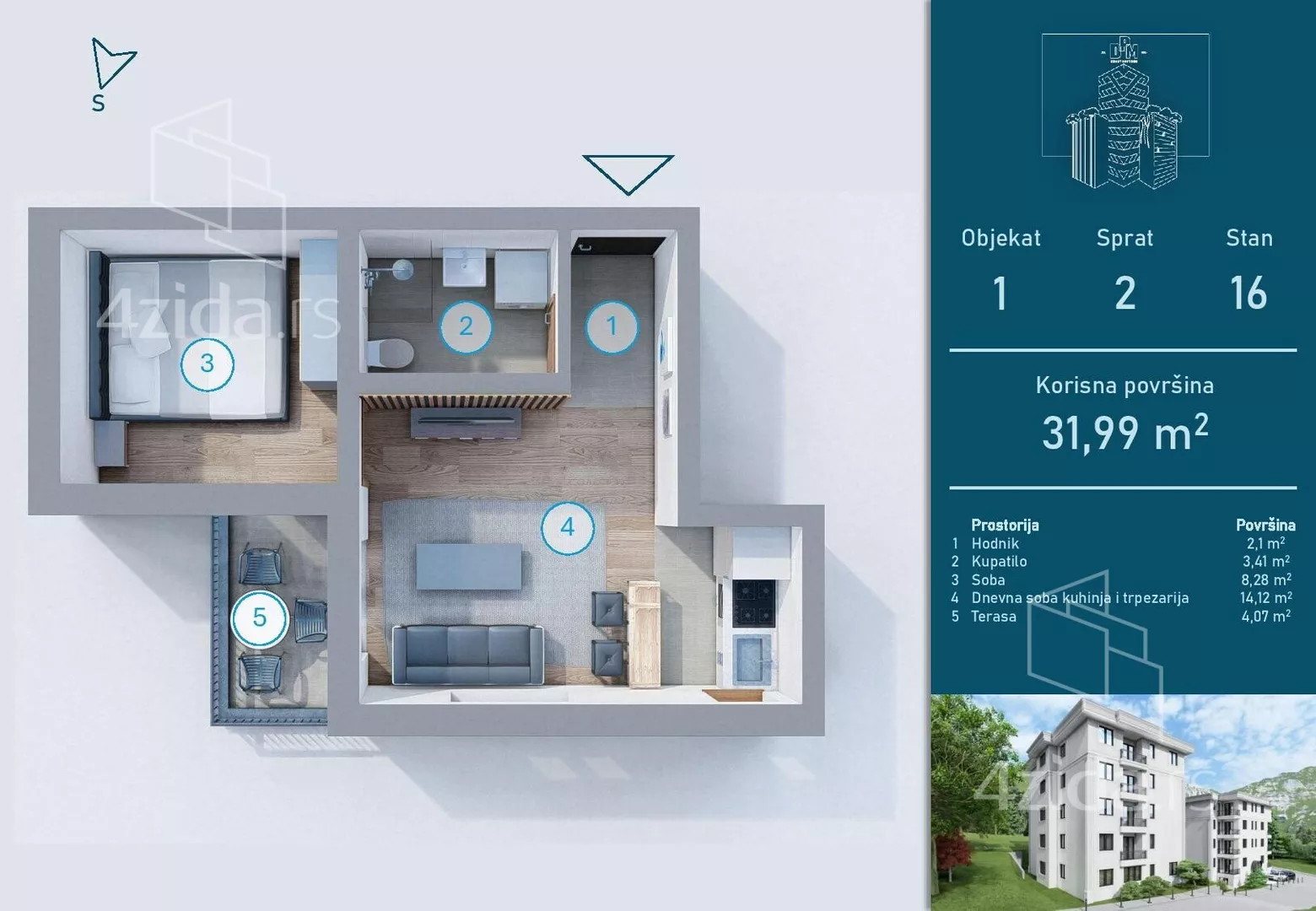 Jednosoban stan | 4zida
