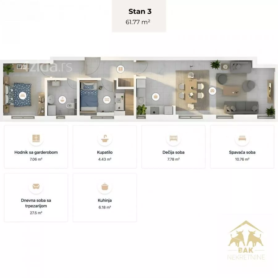 Trosoban stan | 4zida