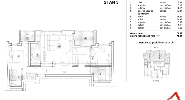 Trosoban stan | 4zida