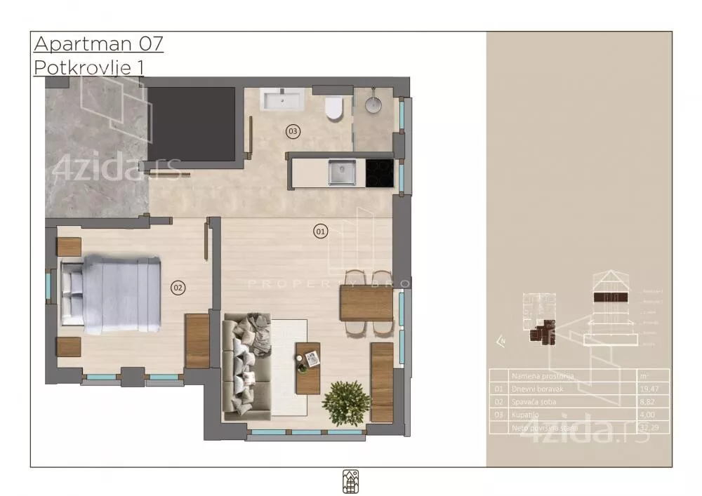 Jednoiposoban stan | 4zida