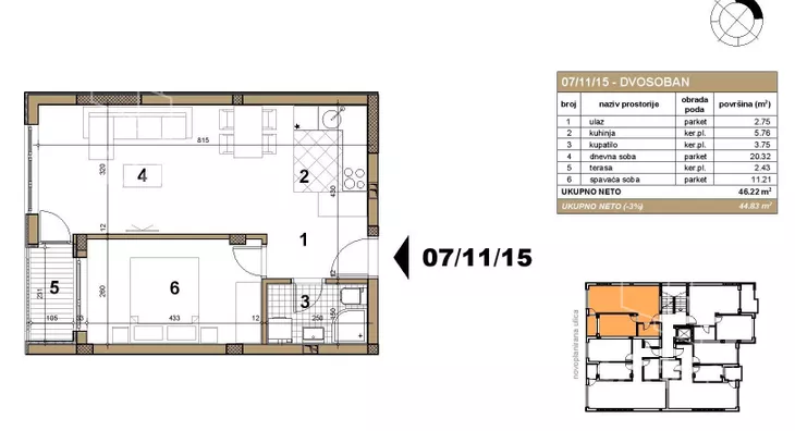 Dvosoban stan na prodaju, Telep, 113.150€, 44m² - stampaj