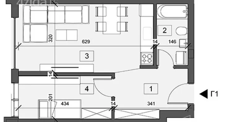 Jednoiposoban stan | 4zida