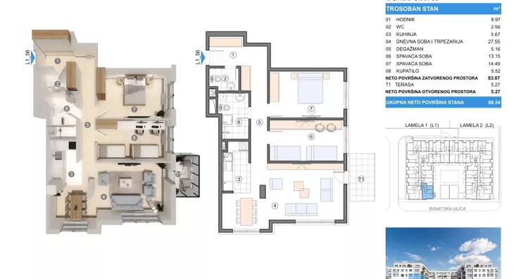 Trosoban stan | 4zida