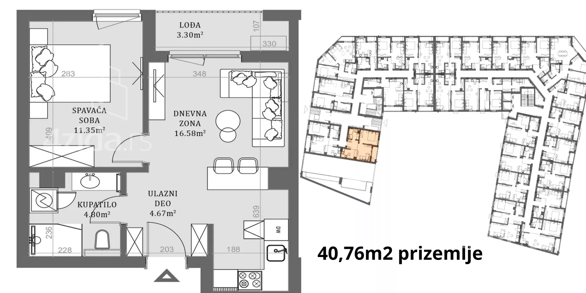 Jednoiposoban stan | 4zida