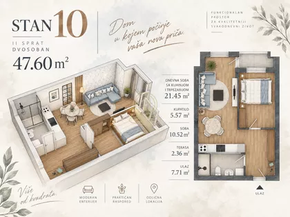 Stan na prodaju · 47 m² · Slana Bara, Gradske lokacije, Novi Sad