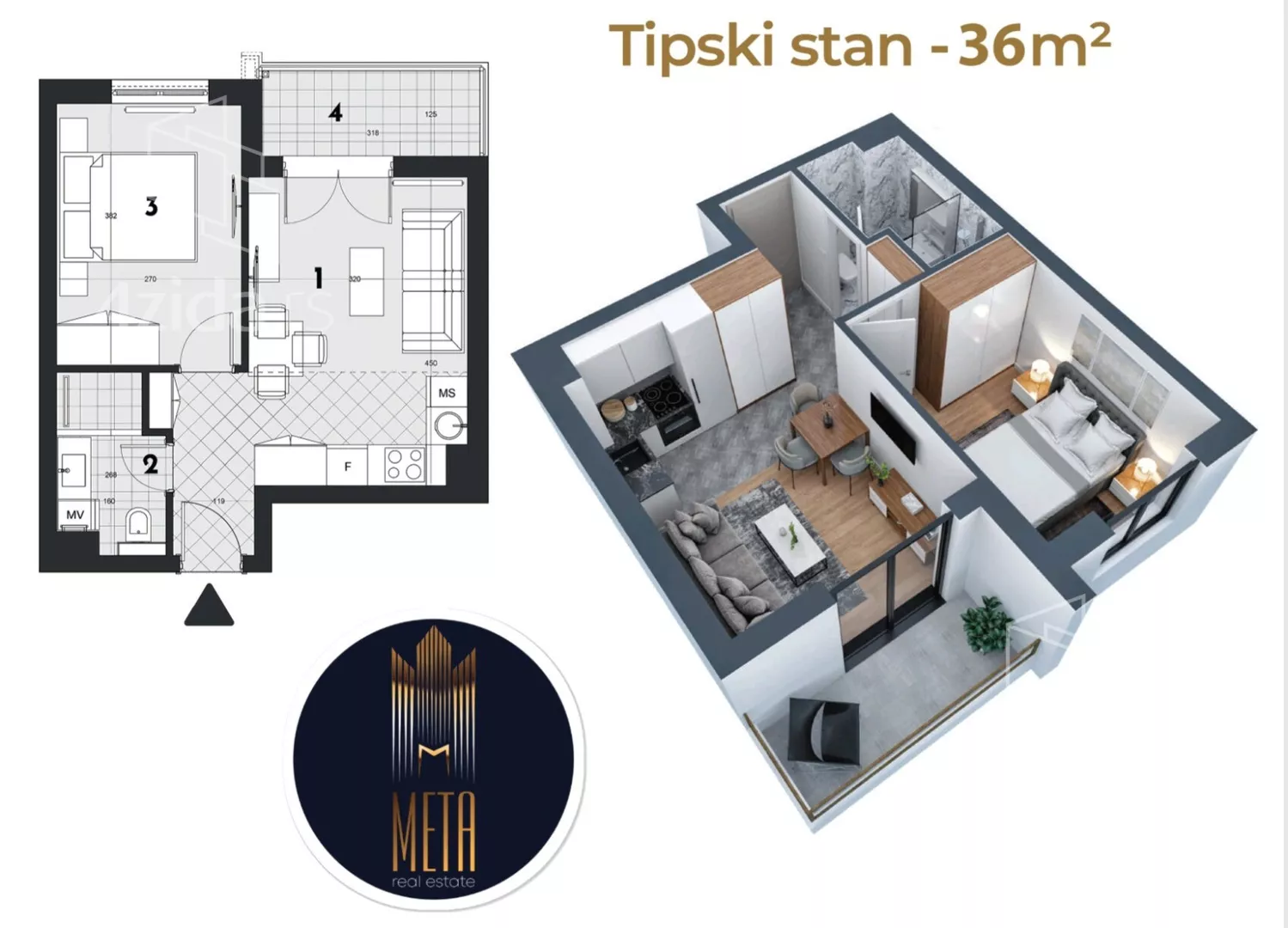 Jednoiposoban stan | 4zida