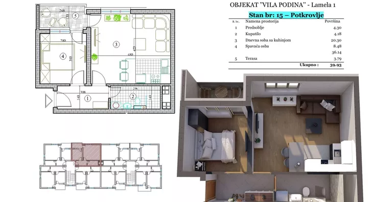 Jednoiposoban stan | 4zida