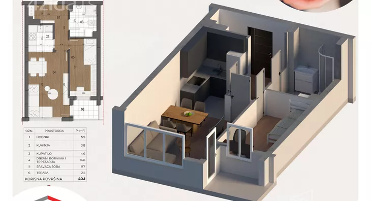 Jednoiposoban stan | 4zida