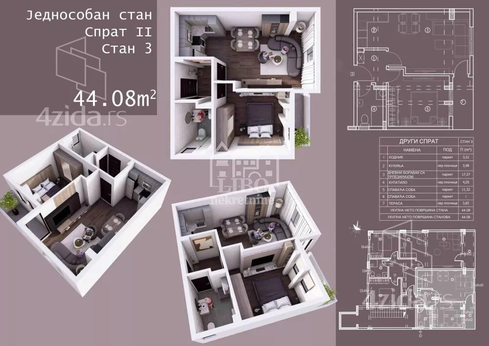 Jednoiposoban stan | 4zida