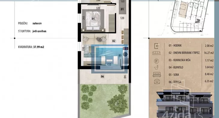 Jednosoban stan | 4zida