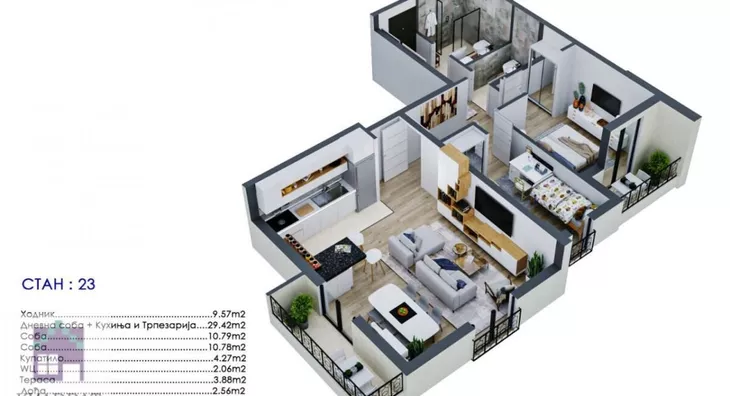 Dvoiposoban stan | 4zida